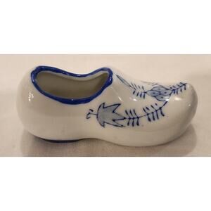 Vintage Blue & White Ceramic Dutch Clog Shoe 3.75" Japan